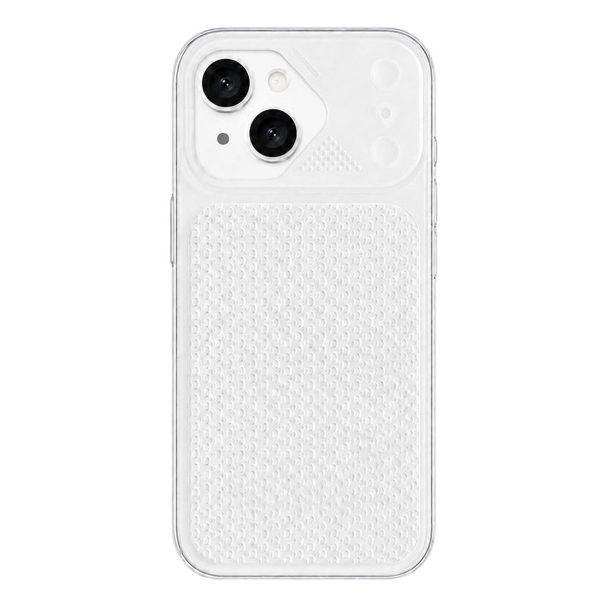 For iPhone 15 Mecha Style Heat Dissipation Mesh TPU Phone Case - Transparent White - EDA010148312E
