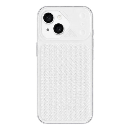 For iPhone 15 Mecha Style Heat Dissipation Mesh TPU Phone Case - Transparent White - EDA010148312E