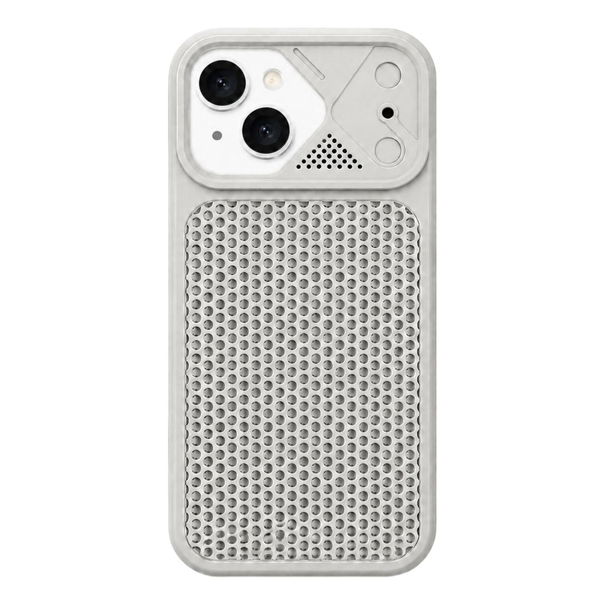 For iPhone 15 Mecha Style Heat Dissipation Mesh TPU Phone Case - Titanium Gray - EDA010148312F