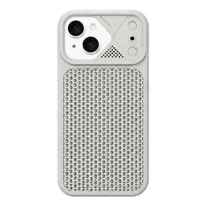 For iPhone 15 Mecha Style Heat Dissipation Mesh TPU Phone Case - Titanium Gray - EDA010148312F