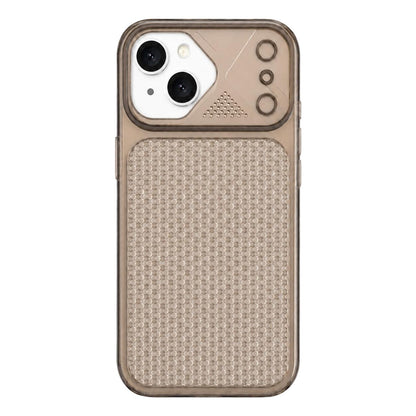 For iPhone 15 Mecha Style Heat Dissipation Mesh TPU Phone Case - Transparent Grey - EDA010148312H
