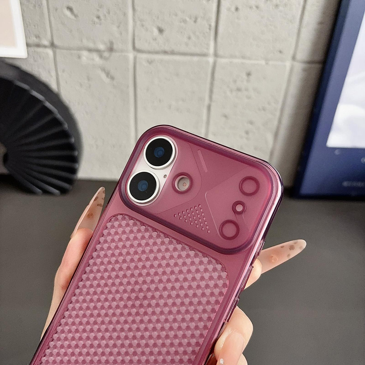 For iPhone 17 Mecha Style Heat Dissipation Mesh TPU Phone Case - Transparent Dark Blue - EDA010148306G