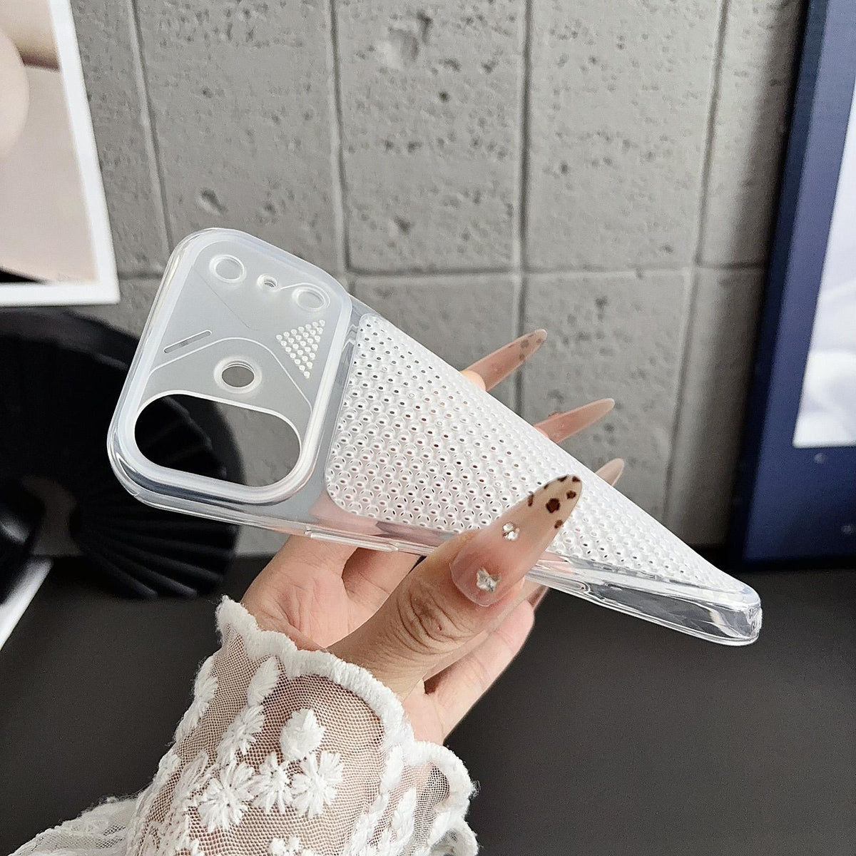 For iPhone 16 Pro Mecha Style Heat Dissipation Mesh TPU Phone Case - Transparent Purple - EDA010148308A