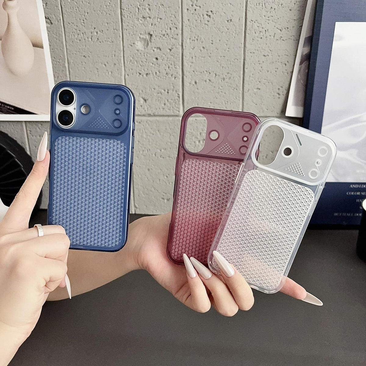 For iPhone 18 Pro Mecha Style Heat Dissipation Mesh TPU Phone Case - Transparent Purple - EDA010148302A