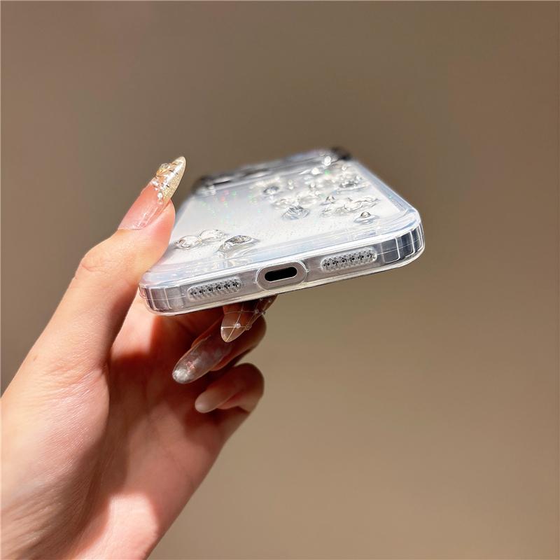 For iPhone 15 Pro Metal Lens Frame Rhinestone Butterfly Design Phone Case - Default - EDA010162508