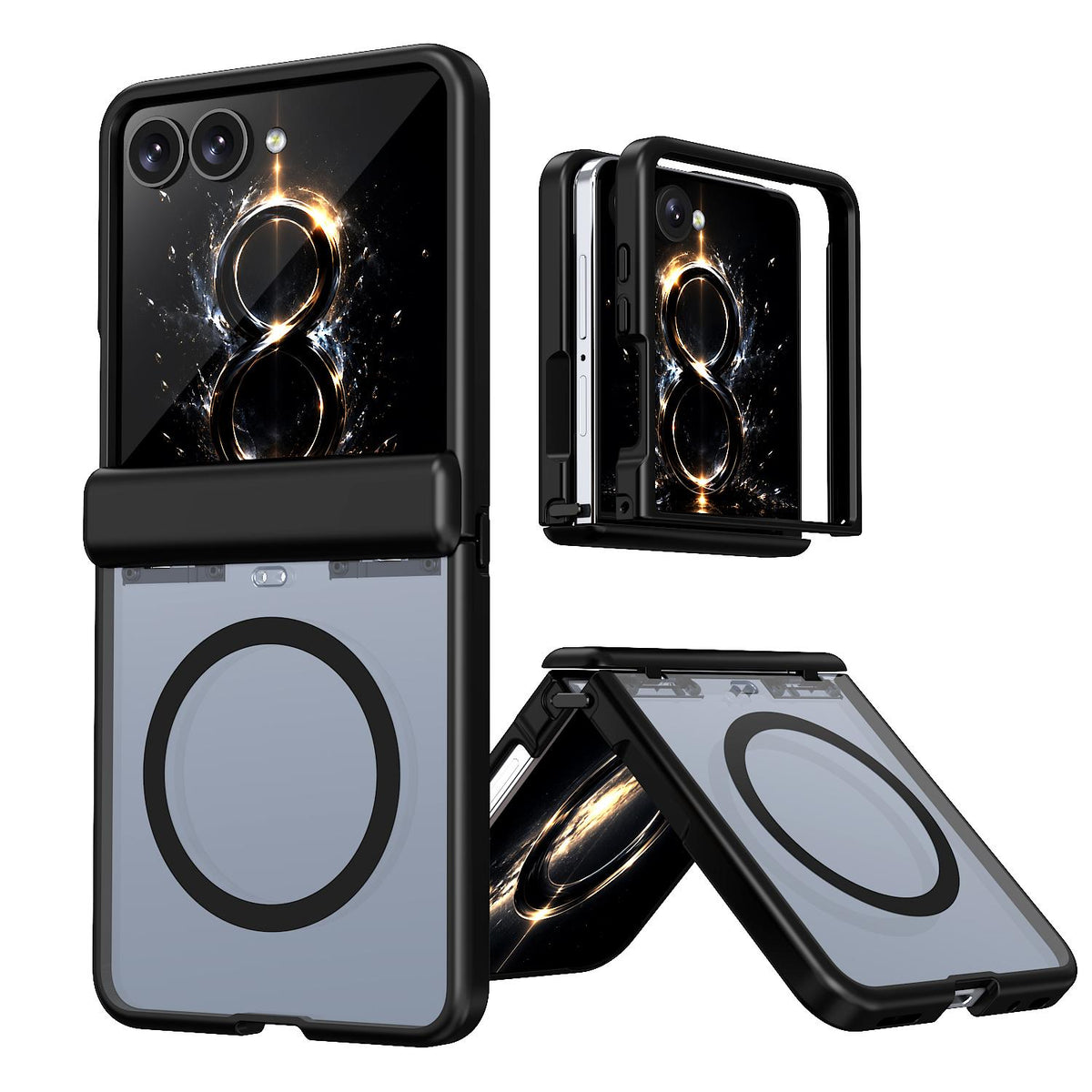 For Galaxy Flip8 5G Wing Series Magnetic Folding Hinge Phone Case - Black - EDA010162701A