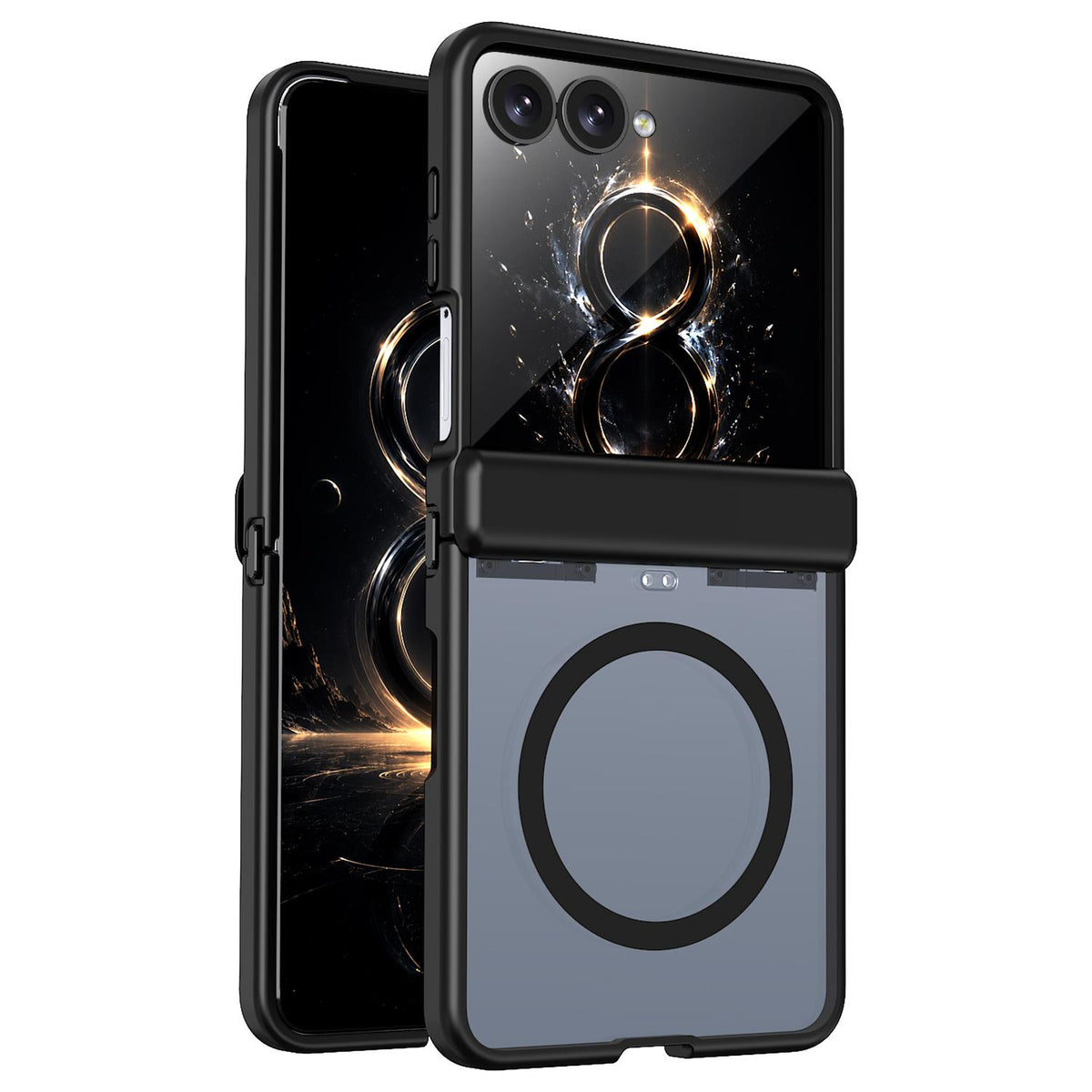 For Galaxy Flip8 5G Wing Series Magnetic Folding Hinge Phone Case - Black - EDA010162701A
