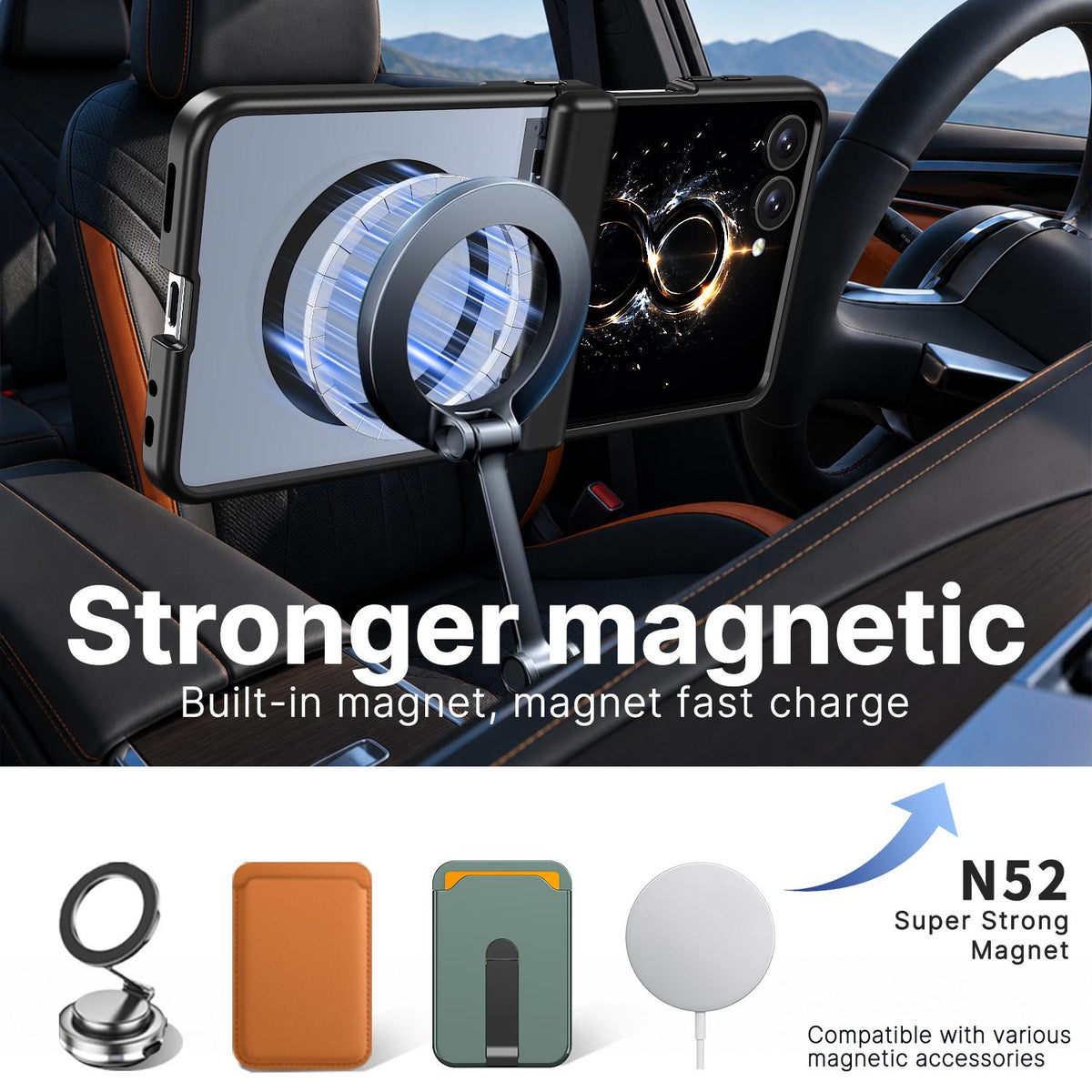 For Galaxy Flip8 5G Wing Series Magnetic Folding Hinge Phone Case - Black - EDA010162701A