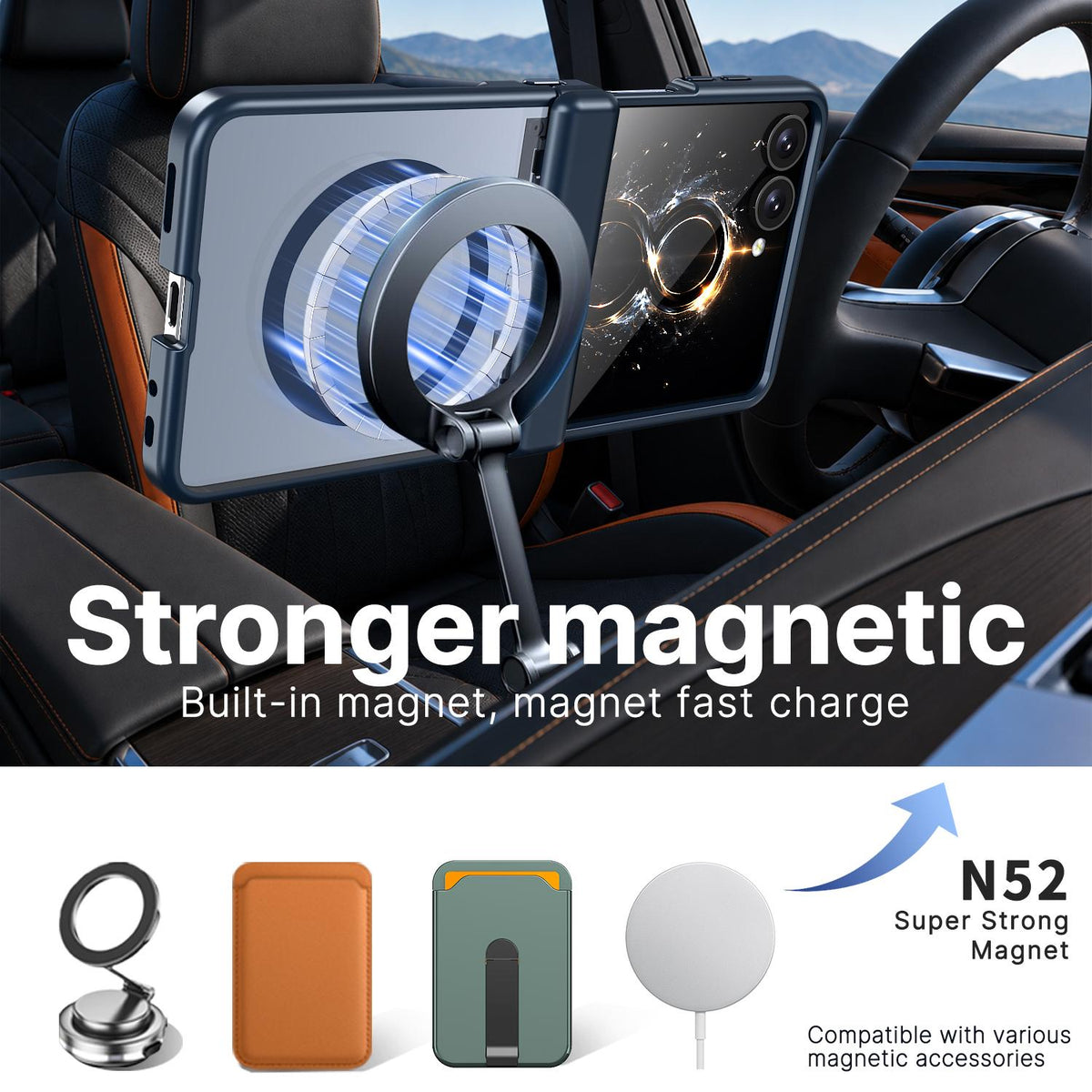 For Galaxy Flip8 5G Wing Series Magnetic Folding Hinge Phone Case - Blue - EDA010162701B