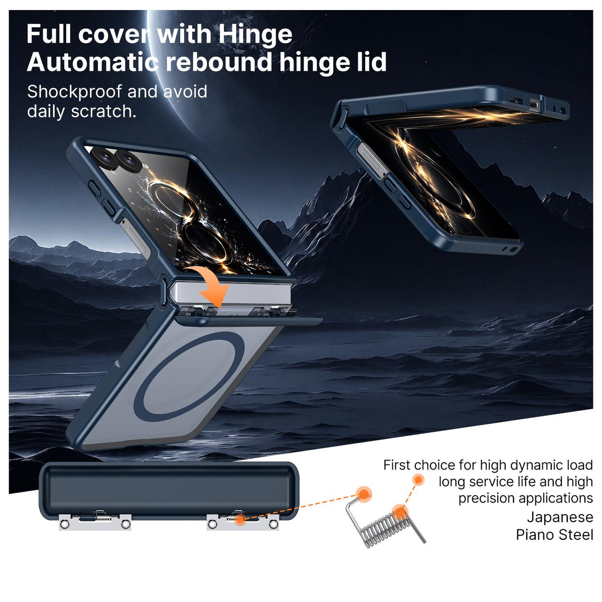 For Galaxy Flip8 5G Wing Series Magnetic Folding Hinge Phone Case - Blue - EDA010162701B