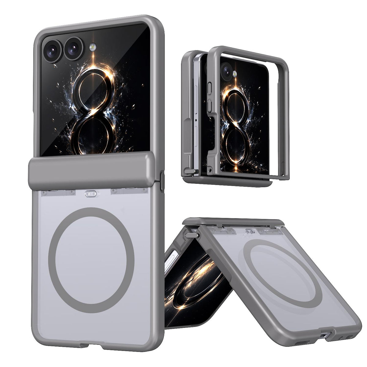 For Galaxy Flip8 5G Wing Series Magnetic Folding Hinge Phone Case - Titanium Grey - EDA010162701C