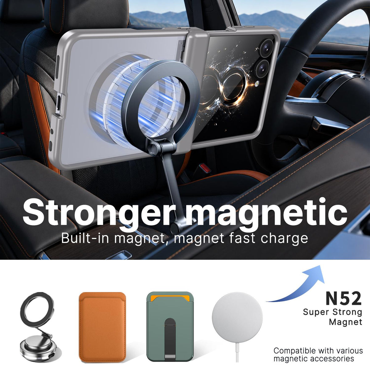 For Galaxy Flip8 5G Wing Series Magnetic Folding Hinge Phone Case - Titanium Grey - EDA010162701C