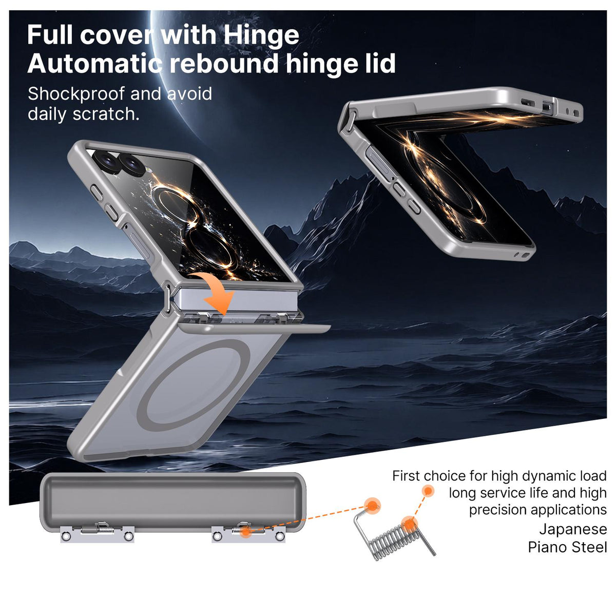 For Galaxy Flip8 5G Wing Series Magnetic Folding Hinge Phone Case - Titanium Grey - EDA010162701C