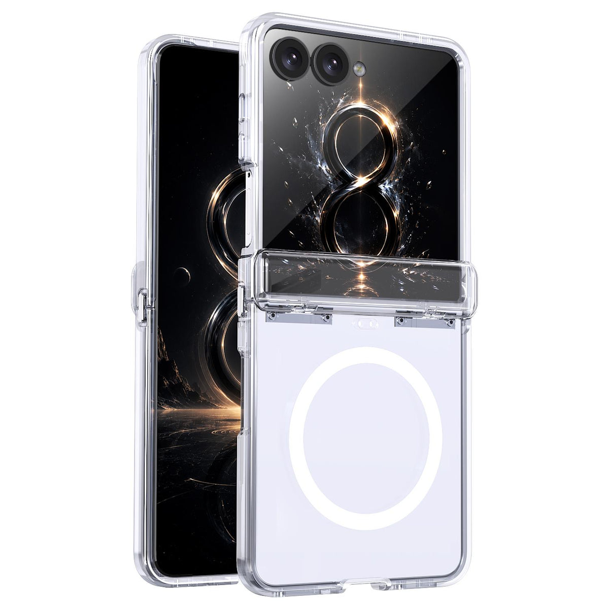 For Galaxy Flip8 5G Wing Series Magnetic Folding Hinge Phone Case - Transparent - EDA010162701D