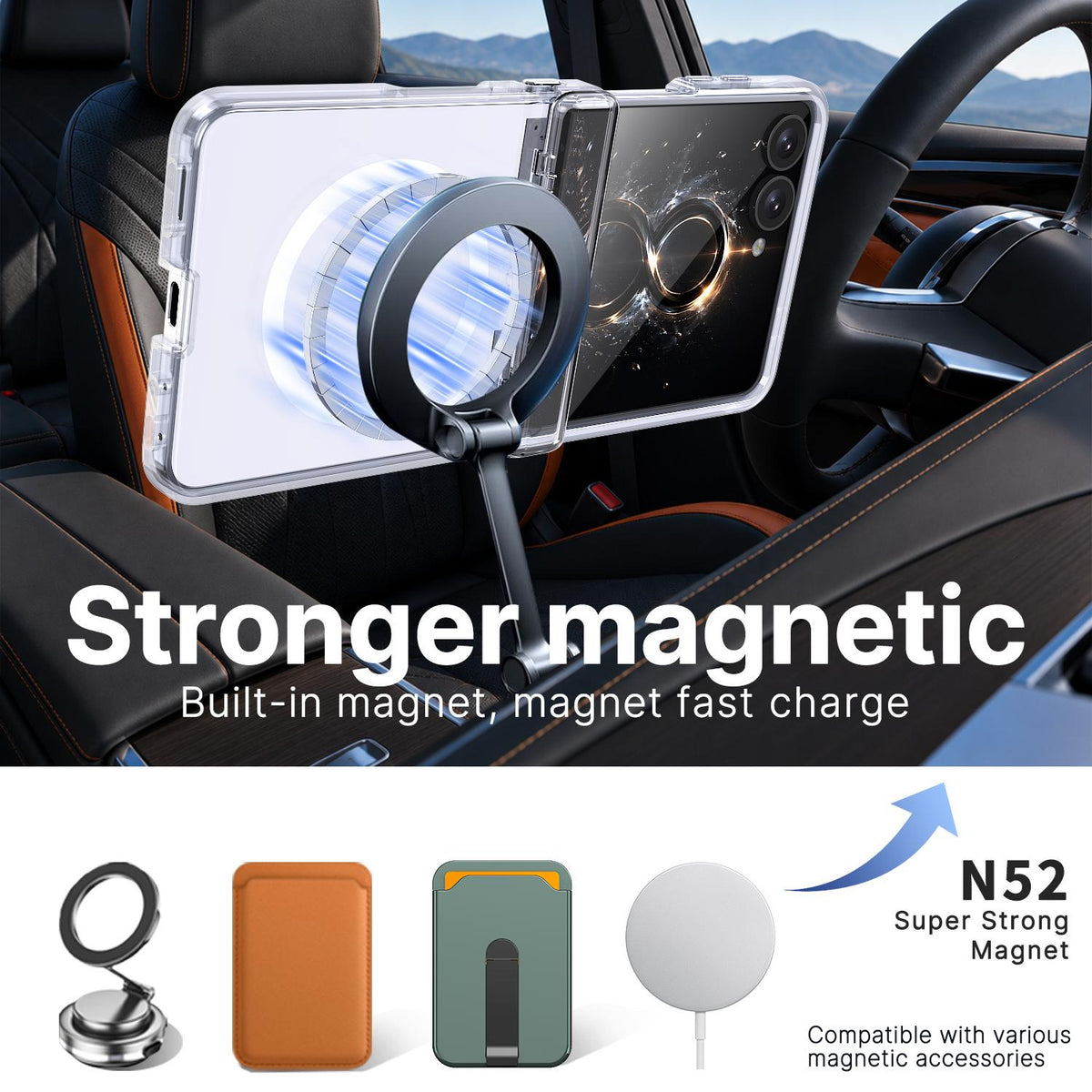 For Galaxy Flip8 5G Wing Series Magnetic Folding Hinge Phone Case - Transparent - EDA010162701D
