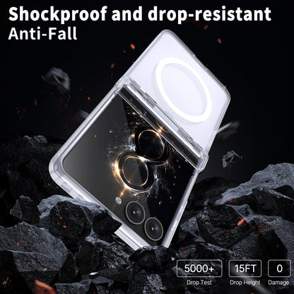 For Galaxy Flip8 5G Wing Series Magnetic Folding Hinge Phone Case - Transparent - EDA010162701D