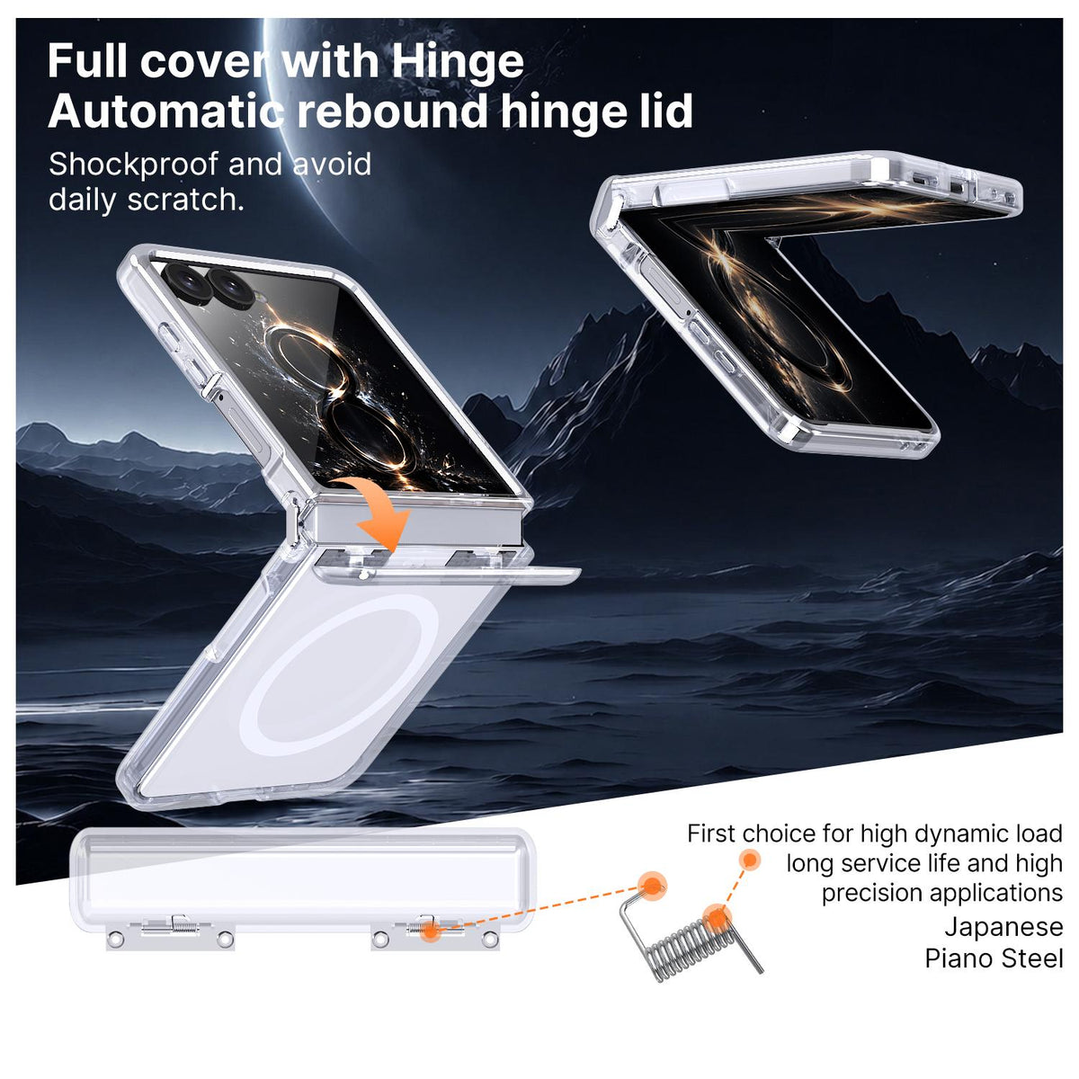 For Galaxy Flip8 5G Wing Series Magnetic Folding Hinge Phone Case - Transparent - EDA010162701D