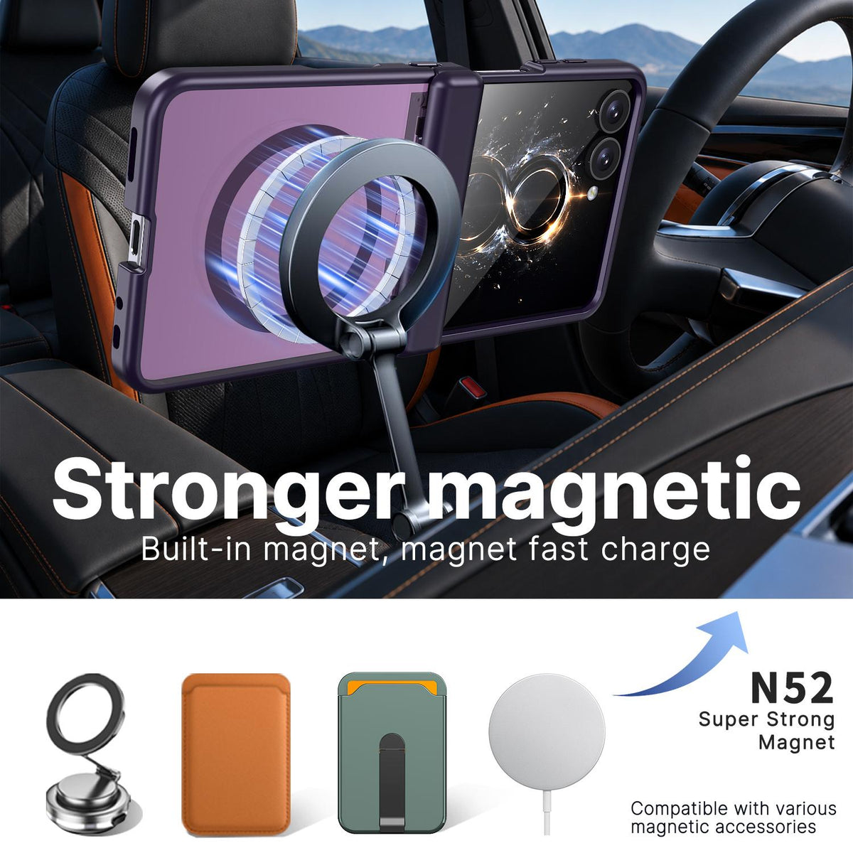 For Galaxy Flip8 5G Wing Series Magnetic Folding Hinge Phone Case - Purple - EDA010162701E