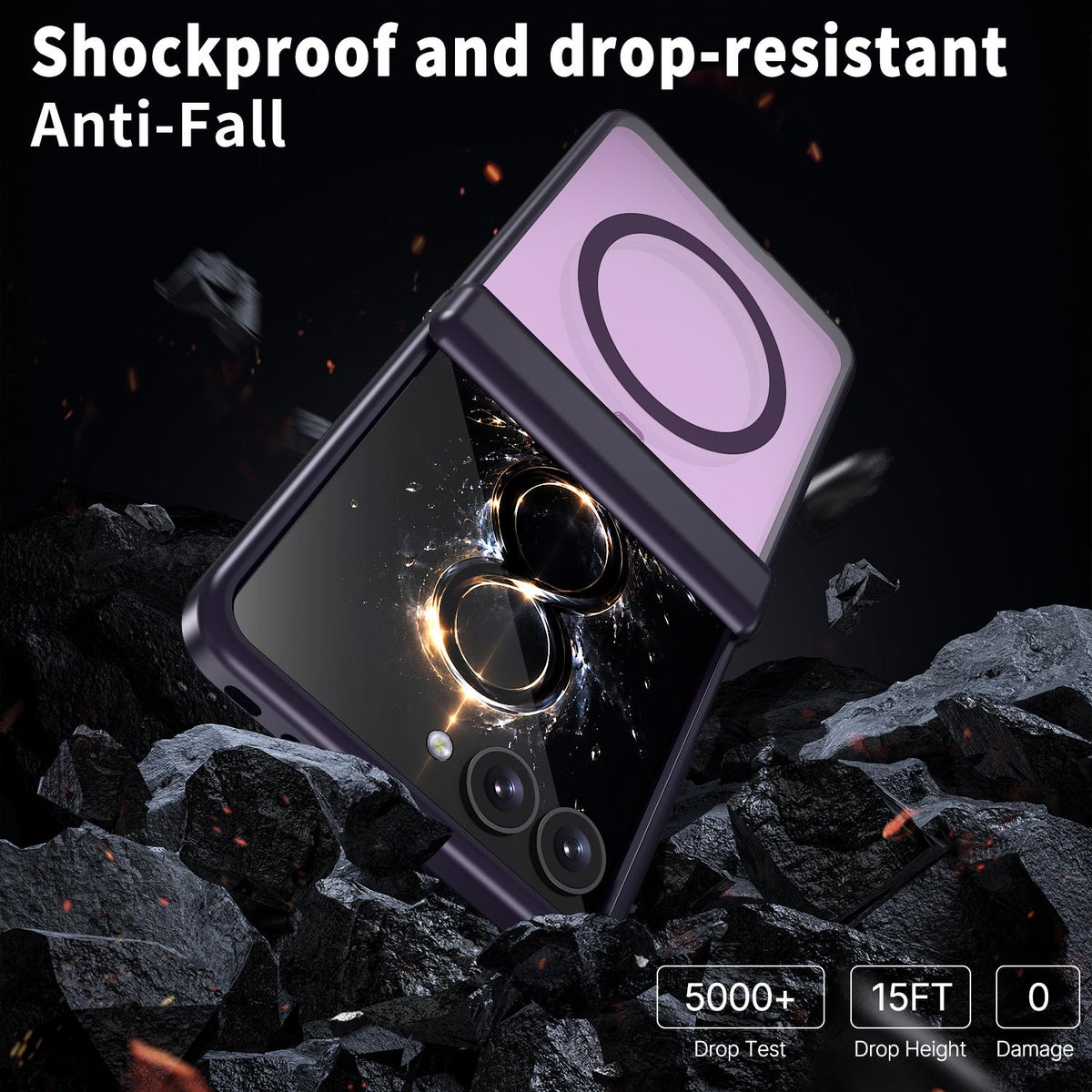 For Galaxy Flip8 5G Wing Series Magnetic Folding Hinge Phone Case - Purple - EDA010162701E