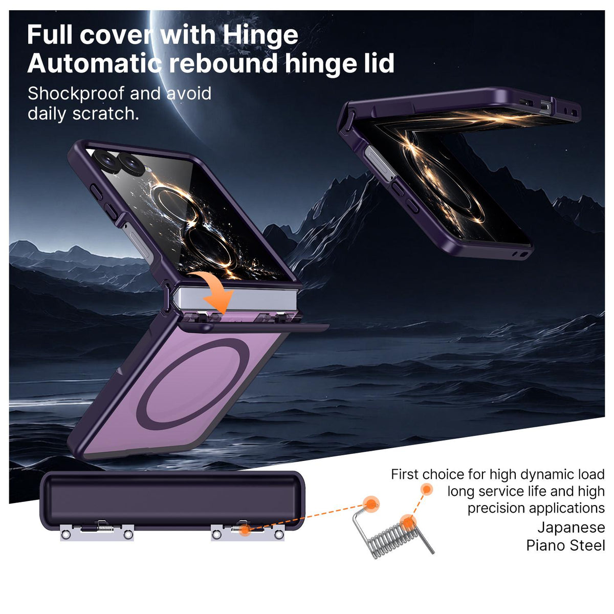 For Galaxy Flip8 5G Wing Series Magnetic Folding Hinge Phone Case - Purple - EDA010162701E