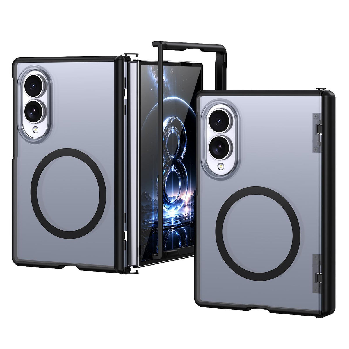 For Galaxy Fold8 5G Wing Series Magnetic Folding Hinge Phone Case - Black - EDA010162703A