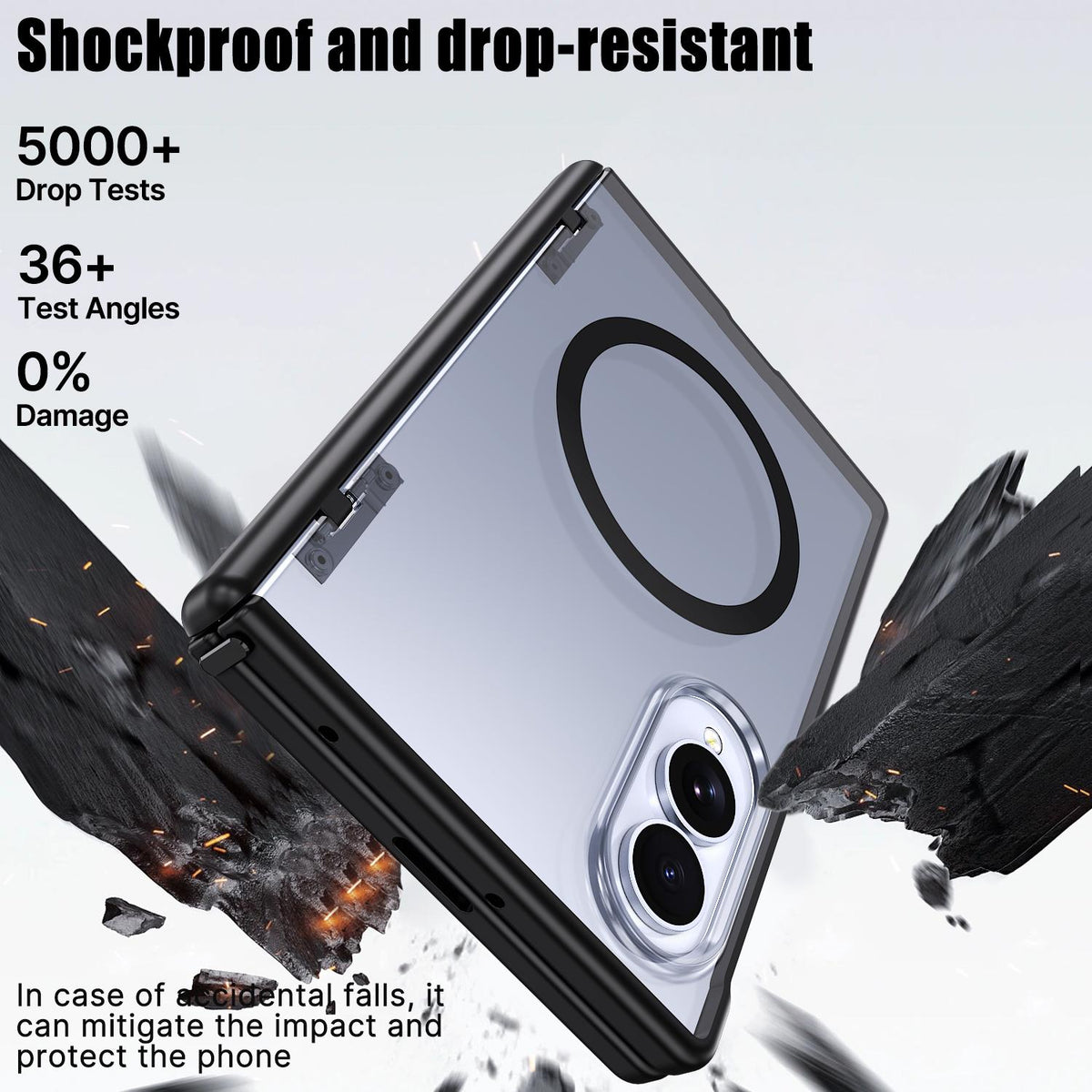 For Galaxy Fold8 5G Wing Series Magnetic Folding Hinge Phone Case - Black - EDA010162703A