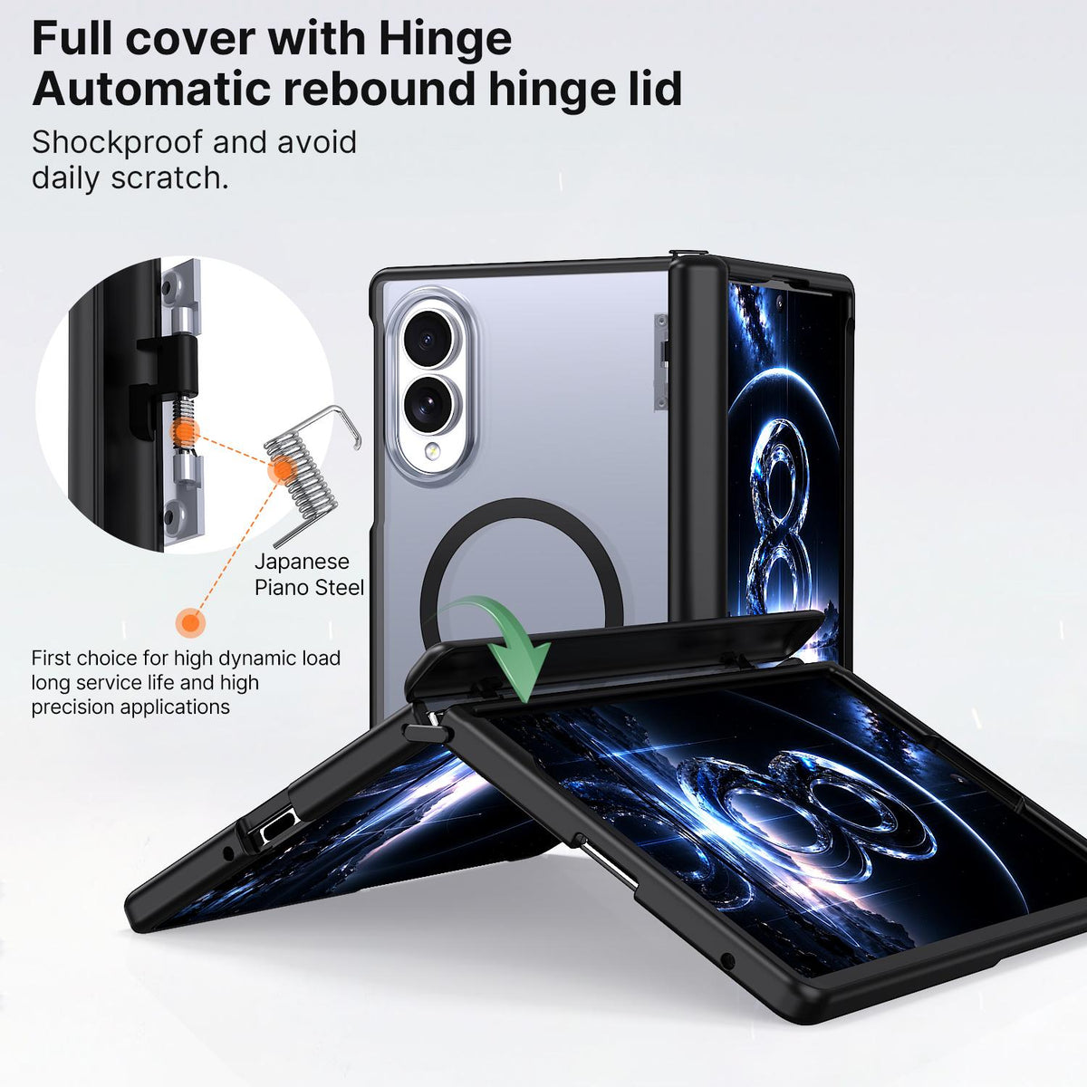 For Galaxy Fold8 5G Wing Series Magnetic Folding Hinge Phone Case - Black - EDA010162703A