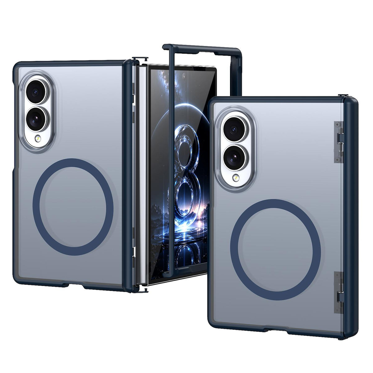 For Galaxy Fold8 5G Wing Series Magnetic Folding Hinge Phone Case - Blue - EDA010162703B