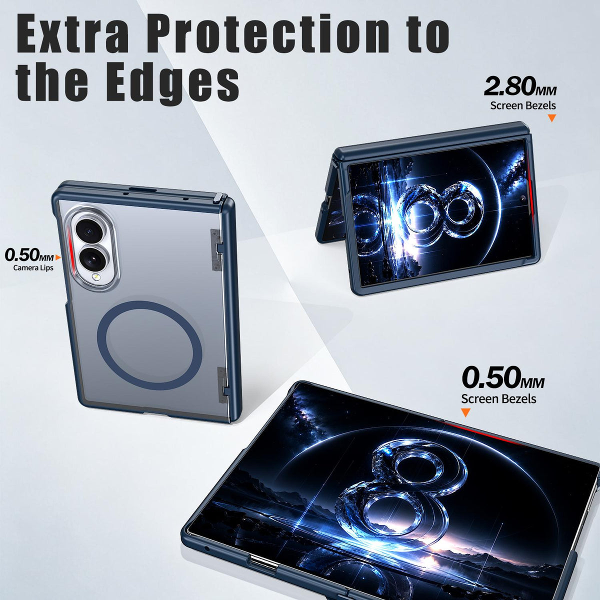 For Galaxy Fold8 5G Wing Series Magnetic Folding Hinge Phone Case - Blue - EDA010162703B