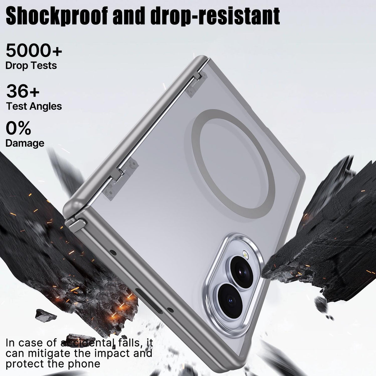 For Galaxy Fold8 5G Wing Series Magnetic Folding Hinge Phone Case - Titanium Grey - EDA010162703C