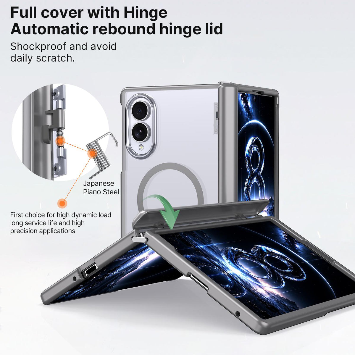 For Galaxy Fold8 5G Wing Series Magnetic Folding Hinge Phone Case - Titanium Grey - EDA010162703C