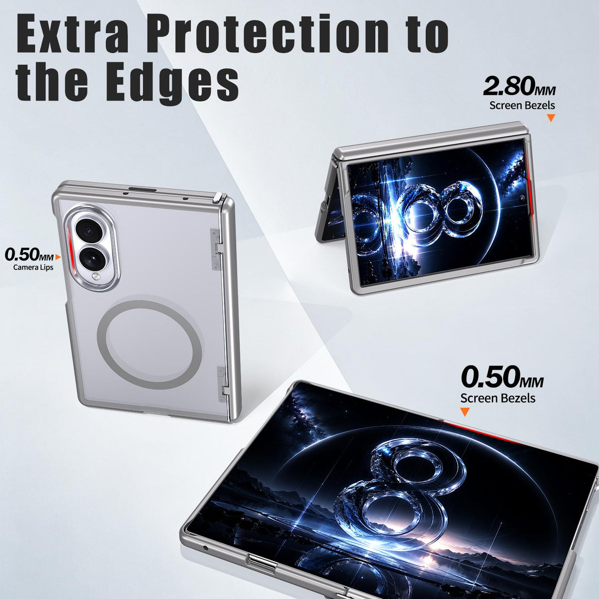 For Galaxy Fold8 5G Wing Series Magnetic Folding Hinge Phone Case - Titanium Grey - EDA010162703C