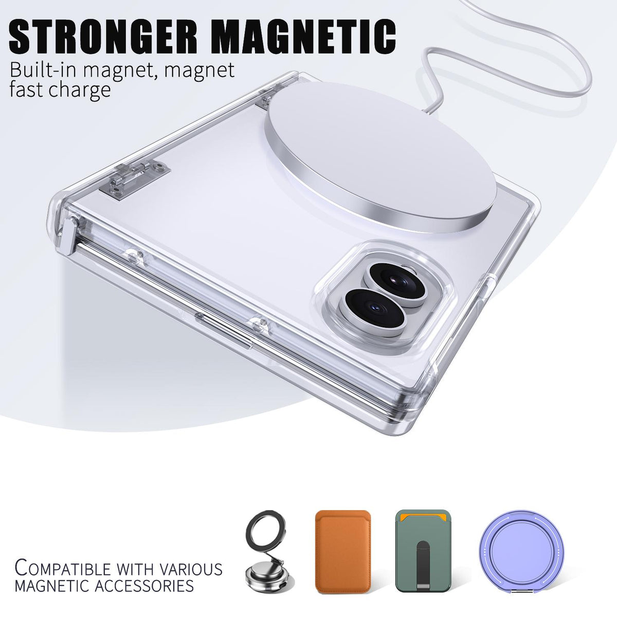 For Galaxy Fold8 5G Wing Series Magnetic Folding Hinge Phone Case - Transparent - EDA010162703D