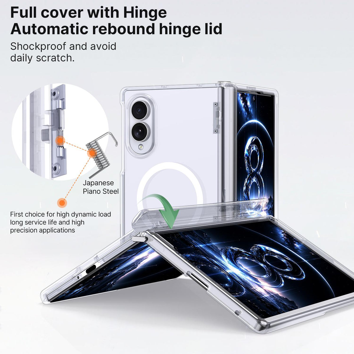 For Galaxy Fold8 5G Wing Series Magnetic Folding Hinge Phone Case - Transparent - EDA010162703D