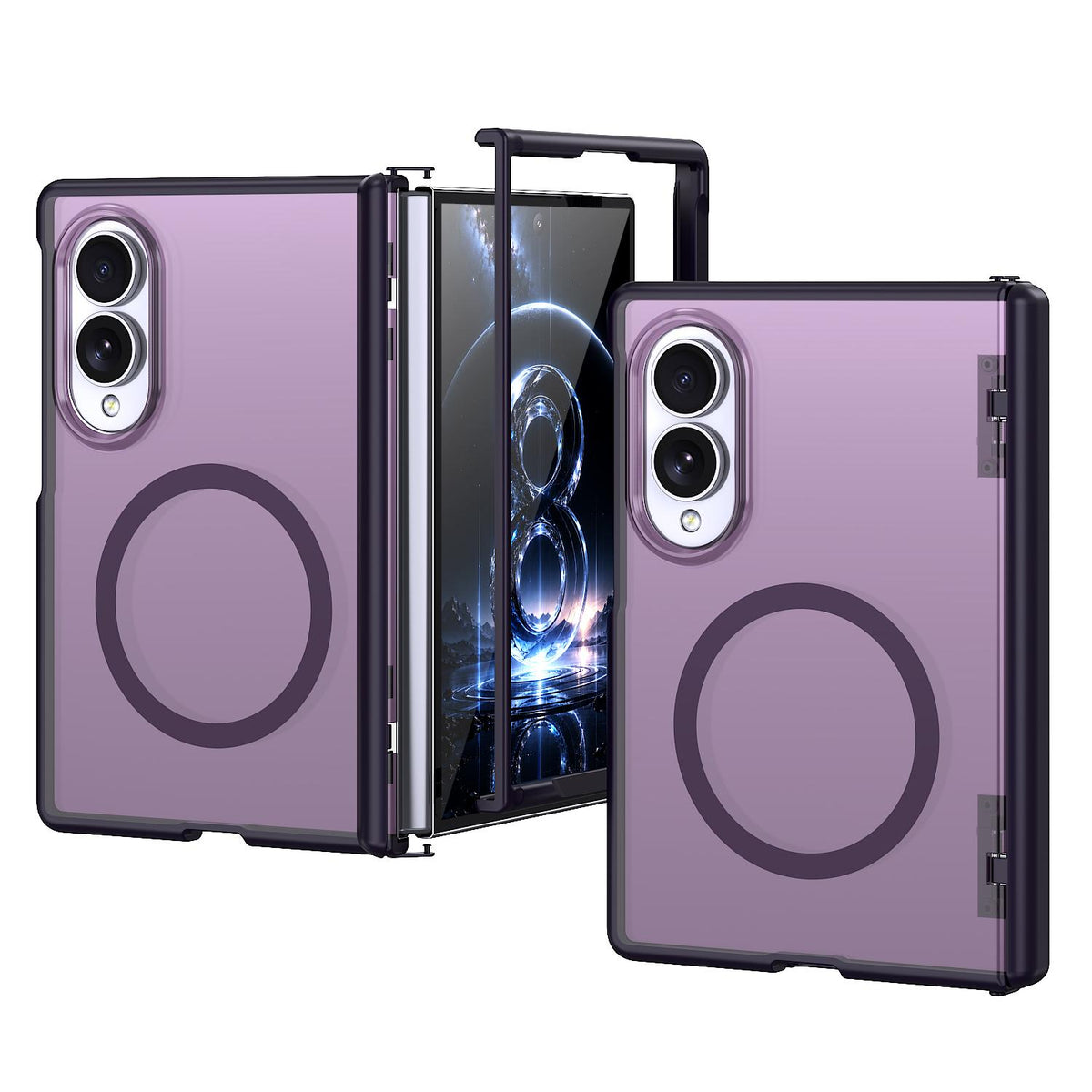 For Galaxy Fold8 5G Wing Series Magnetic Folding Hinge Phone Case - Purple - EDA010162703E