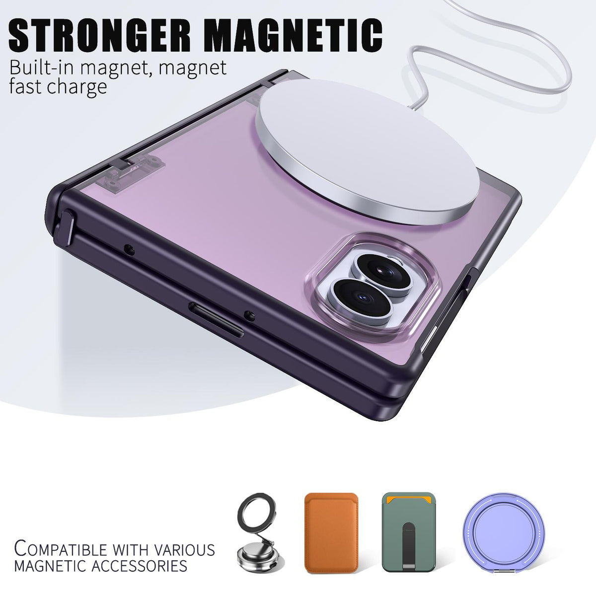 For Galaxy Fold8 5G Wing Series Magnetic Folding Hinge Phone Case - Purple - EDA010162703E