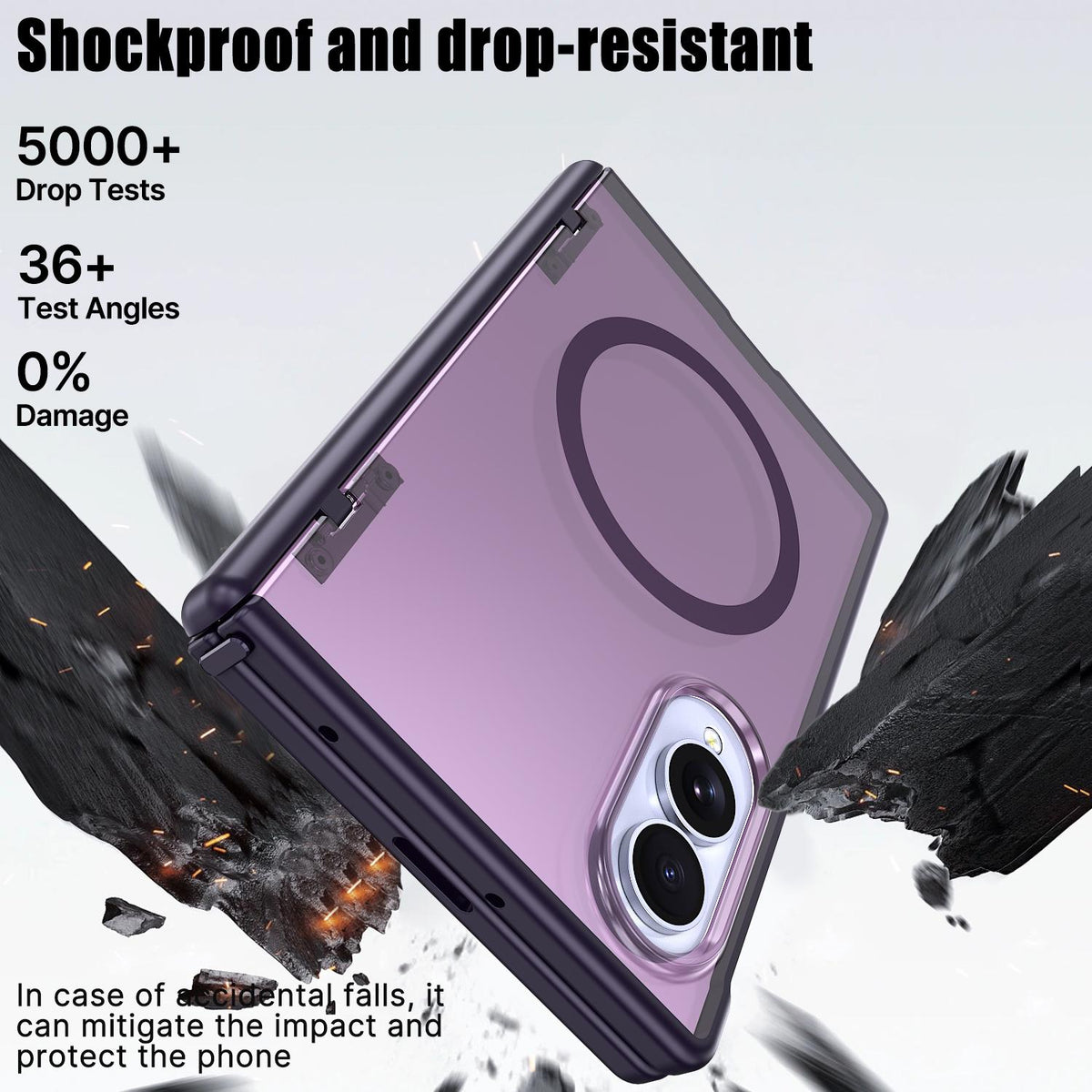 For Galaxy Fold8 5G Wing Series Magnetic Folding Hinge Phone Case - Purple - EDA010162703E