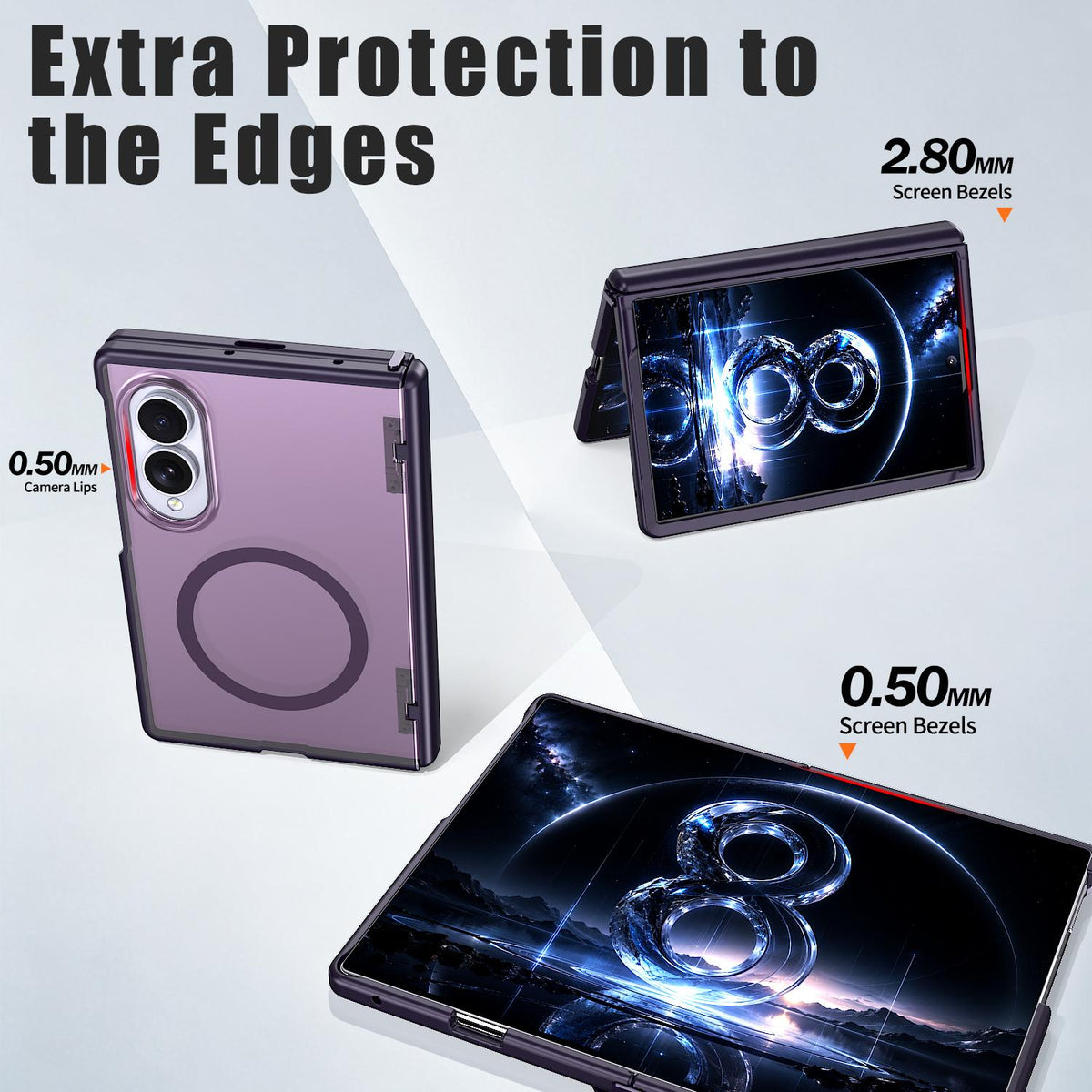 For Galaxy Fold8 5G Wing Series Magnetic Folding Hinge Phone Case - Purple - EDA010162703E
