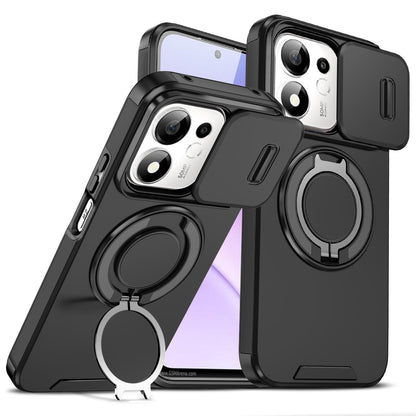 For Honor 600 Smart 5G Sliding Camshield Ring Holder Phone Case - Black - EDA010162801A