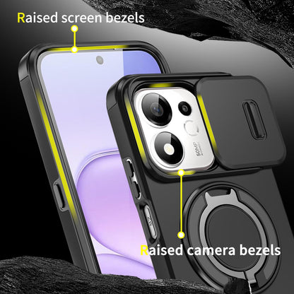 For Honor 600 Smart 5G Sliding Camshield Ring Holder Phone Case - Black - EDA010162801A