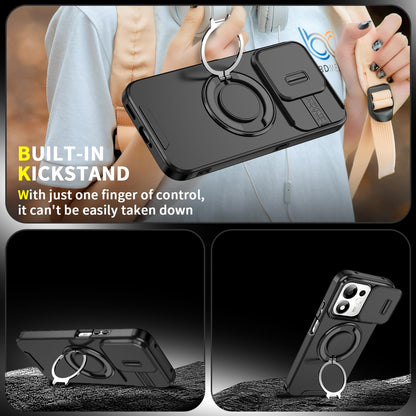 For Honor 600 Smart 5G Sliding Camshield Ring Holder Phone Case - Black - EDA010162801A