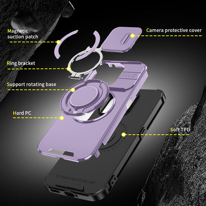 For Honor 600 Smart 5G Sliding Camshield Ring Holder Phone Case - Purple - EDA010162801B