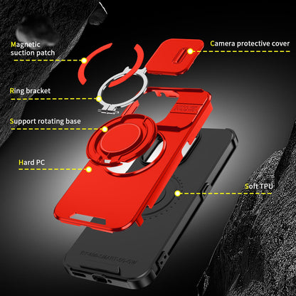 For Honor 600 Smart 5G Sliding Camshield Ring Holder Phone Case - Red - EDA010162801C
