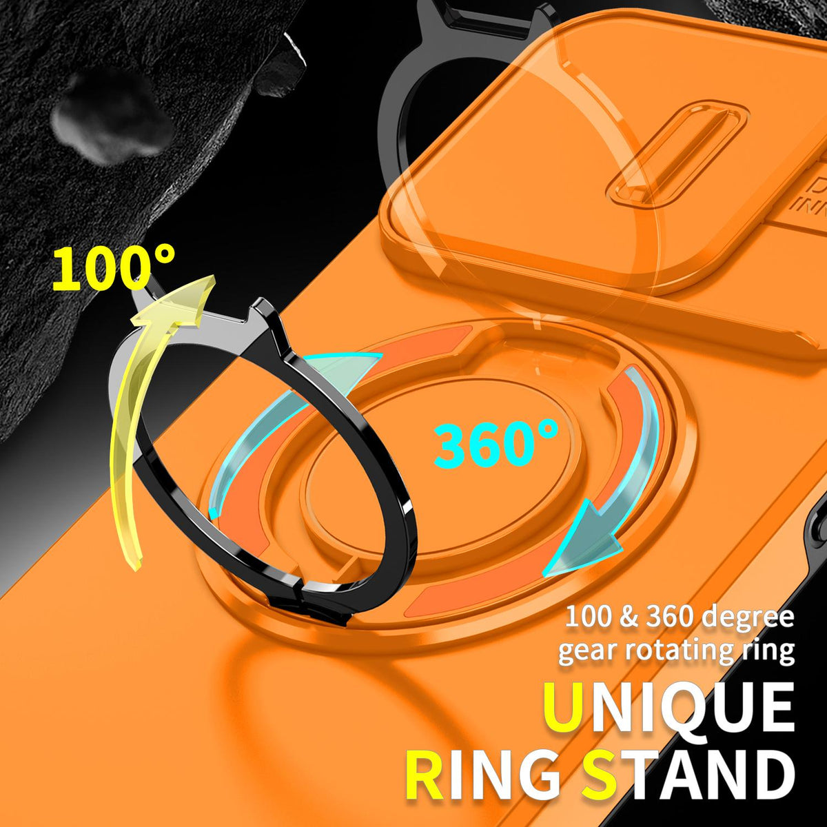 For Honor 600 Smart 5G Sliding Camshield Ring Holder Phone Case - Orange - EDA010162801D