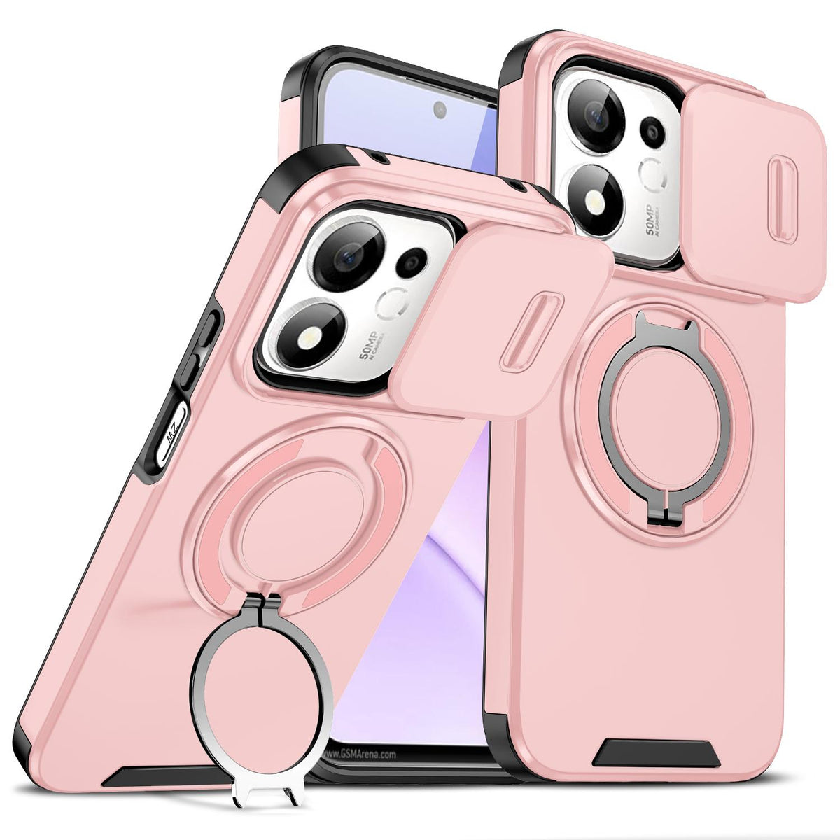 For Honor 600 Smart 5G Sliding Camshield Ring Holder Phone Case - Pink - EDA010162801E