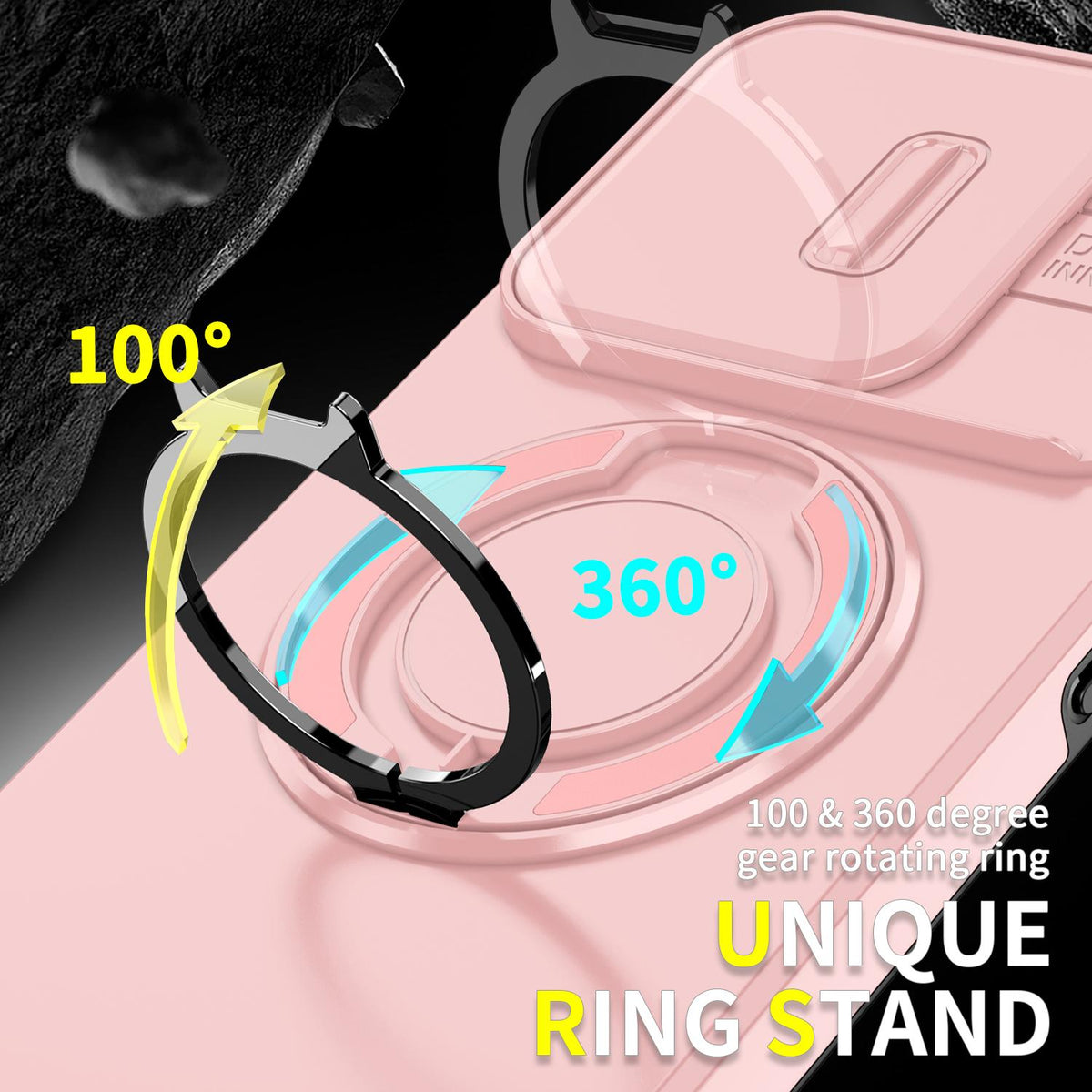 For Honor 600 Smart 5G Sliding Camshield Ring Holder Phone Case - Pink - EDA010162801E