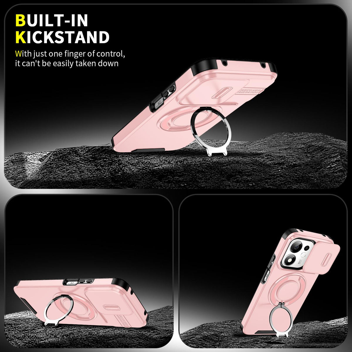 For Honor 600 Smart 5G Sliding Camshield Ring Holder Phone Case - Pink - EDA010162801E