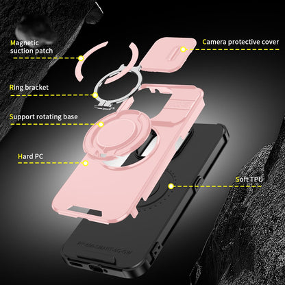 For Honor 600 Smart 5G Sliding Camshield Ring Holder Phone Case - Pink - EDA010162801E
