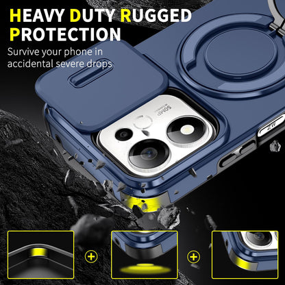For Honor 600 Smart 5G Sliding Camshield Ring Holder Phone Case - Blue - EDA010162801F