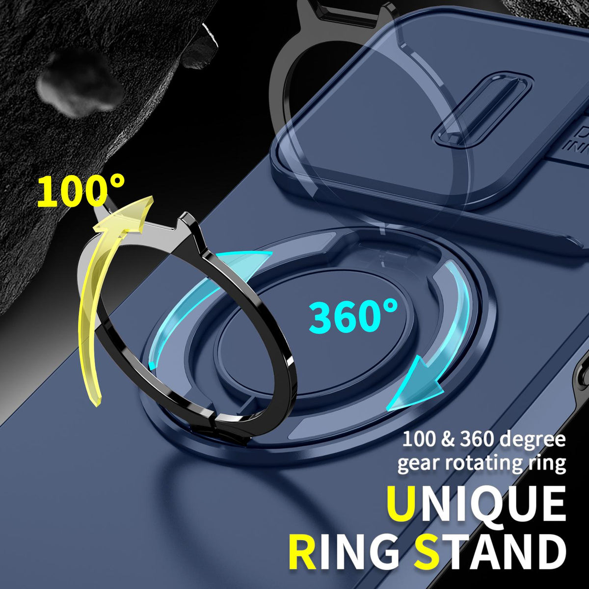 For Honor 600 Smart 5G Sliding Camshield Ring Holder Phone Case - Blue - EDA010162801F